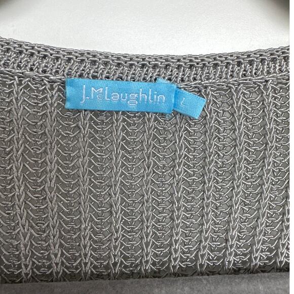 J. Mclaughlin Women's Gray Silver Knit Woven Donovan V-Neck Sweater, Size L, EUC - Picture 4 of 5